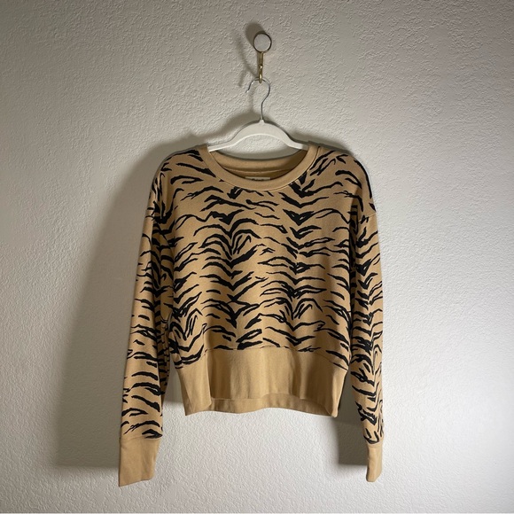 Madewell Sweaters - Madewell Tan and Black Women’s Autumn Meadow Tiger Stripe Cropped Sweater